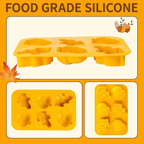 3 pack Fall Soap Molds Silicone Acorn Leaf Mold, 3 Pack Fall Autumn Baking Molds for Muffin Mini Cakes Jello Jumbo Chocolate, 3D Thanksgiving Molds for Making Soap Wax Candle
