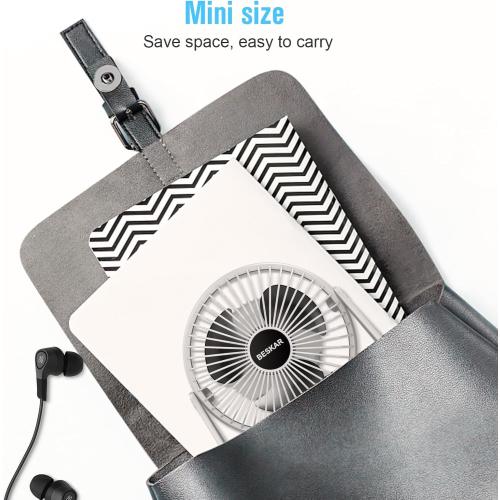 BESKAR USB Small Desk Fan, Portable Fans with 3 Speeds Strong Airflow, Quiet Operation and 360°Rotate, Personal Table Fan for Home,Office, Bedroom- 3.9 ft Cord/White