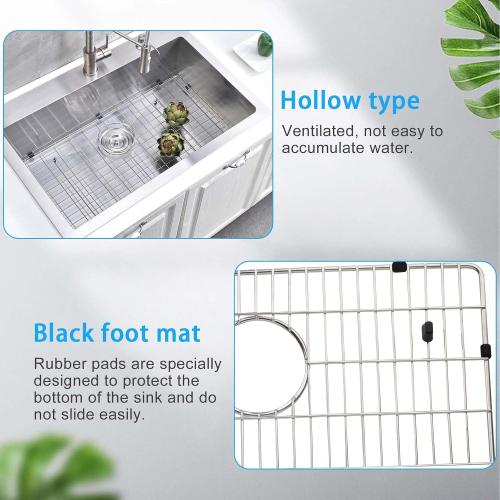 EBG1914 Stainless Steel Sink Grid and Protector, 19 x 14 With Rear Drain for Single Bowl Kitchen Sink Bottom