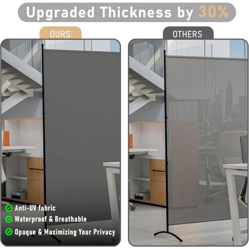Room Divider Folding Privacy Screens, Portable Room Divider Panel 3 Panel Partition Room Dividers Screen Freestanding Room Partitions and Dividers Fabric Dividers for Room Separation (Grey, 1 Panel)