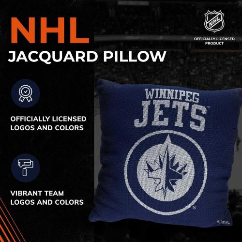 NORTHWEST NHL Decorative Pillows- Enhance Your Space with Woven Throw Pillows - 14 x 14 - Playing Field at Your Home (Winnipeg Jets - Navy)