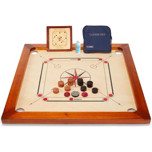 Premium Carrom Board Set – 33 x 33” Official Size Playing Board Including Carrom Men, Striker & Powder - Hardwood Edges for Better Rebound – Made in India – Great Value for All Players ( they have a gap see the picture and cosmetics )