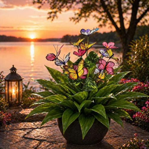 TOMBABY Artificial Agave Plants,30-inch Large UV Resistant Fake Succulents for Indoor/Outdoor Decor, Realistic Faux Agave Plant for Garden, Patio, Home Office (1, Butterfly)