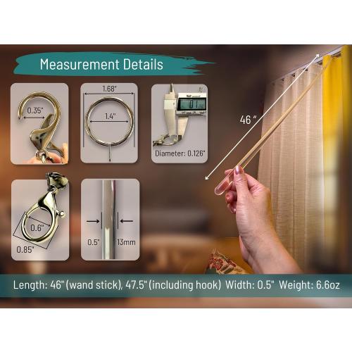 46 inch (4 Pack) All Clear Acrylic Curtain Pull Wand - 2 inches shy of 48 inch - Clear Curtain Wand - Invisible Drapery Wand - Drapery Pull Rod (46 Inch)