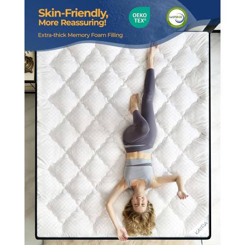 3 Inch Full Mattress Topper, Extra Thick Memory Foam Mattress Pad for Back Pain Relief, Pillow Top Mattress Topper with Breathable Air Mesh Sides, Soft Fluffy Supportive Pressure-Relieving Bed Topper