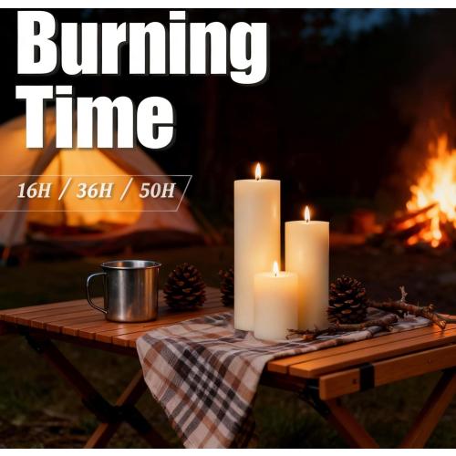 Ivroy Pillar Candles Bulk Set of 36，Hurricane Candles，3 Different Lengths 2 x 3/6/8 Inch (12 Each)，Dripless Unscented Smokeless，Gives You a Better Atmosphere When Organizing an Event Party.