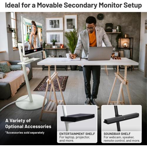 WALL Seven Stand A2 High Type | Minimalist Rolling TV Stand for 24–55 Inch | Satin Black | Portable, Space Saving, Height Adjustable | for Living Room and Bedroom | Japan-Engineered Design