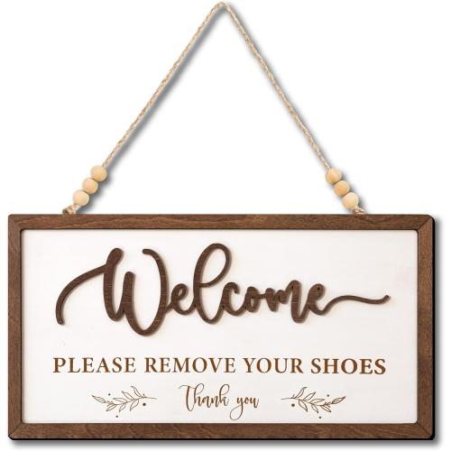 Welcome Please Remove Your Shoes Sign - Please Take Your Shoes Off Sign for Front Door, No Shoe Signs for House, Take Off Your Shoe Signs for home
