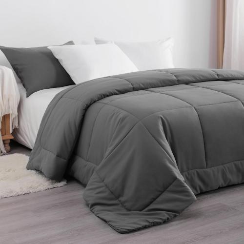 NTBAY Twin Comforter - Down Alternative Comforter Duvet Insert, All Season Bedding Quilted Duvet Insert with Corner Tabs, Machine Washable, Dark Grey