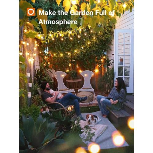 addlon 54FT(48 6) Solar String Lights Outdoor Waterproof with USB Charging & Remote Control - Dimmable Solar Power Patio Lights with LED Bulbs for Porch, Garden, Yard, Market, Bistro - Last for 20 Hrs