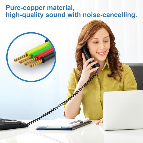 EZYUMM Phone Cord for Landline, 2 Pack Black Handset Telephone Cord, 10Ft Uncoiled(1.5 FT Coiled) Universal Replacement Cable for Desk & Wall Phones
