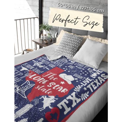 InnoBeta Texas Gifts Blankets Throws Bed Flannel Plush, Texan, Souvenir, Home Decor, US State Gift, Birthday Presents for Women, Men, Friends (50x 65)