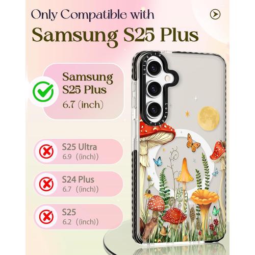 Cute Case for Samsung Galaxy S25 Plus for Women Girls - Funny Butterfly Mogu Design Compatible with Magsafe Magnetic Ring Holder Kickstand Fashion TPU Phone Covers