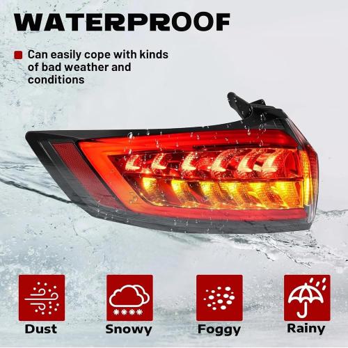 Rear Left Outer Side LED Tail Light For 2015-2018 Ford Edge Sport/Titanium Brake Lamp Amber Turn Signal Light Replacement Driver Side FO2800244 FT4Z13405B FT4Z13405D HT4Z13405B w/Bulbs&Harness
