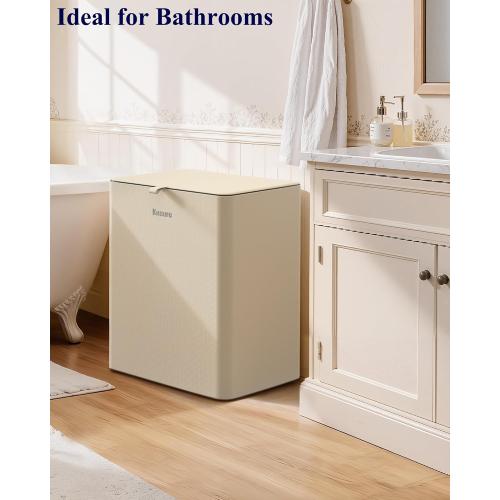 Kitsure Laundry Basket 160L – Large Laundry Hamper with Lid, 2-Compartment Divided Clothes Sorter with Removable Hamper Bags, Beige Organizer for Laundry Room, Bathroom & Bedroom, 22.2 x 16 x 27.4