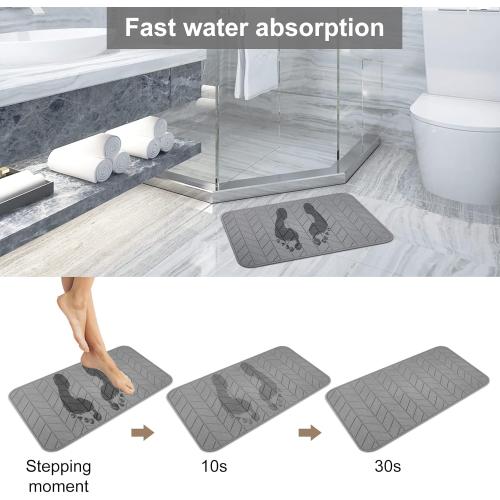 2 Pack Diatomaceous Earth Shower Mat, Stone Bath Mat, Nonslip Super Absorbent Fast-Drying Hard Bath Mat for Bathroom Shower Floor, 24 x 16 inch, Grey Arrow Design