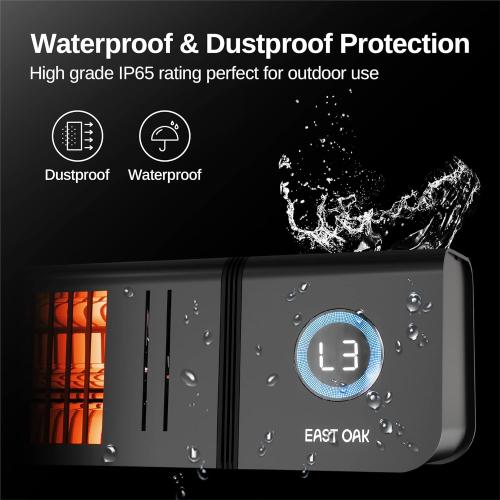 EAST OAK Patio Heater for Commercial Use, 3000W Wall Mounted Electric Infrared Heater, Outdoor Heaters for Patio, Outdoor Heater with IP65 Waterproof & Dustproof Remote Control Black 240V