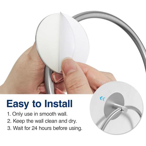 Nickel Brushed Bathroom Towel Ring - SUS304 Stainless Steel Bathroom Towel Rack, Susswiff Adhesive Wall Mounted Hand Towels Holder, Towel Hanger for Bathroom Organizer, Kitchen Storage