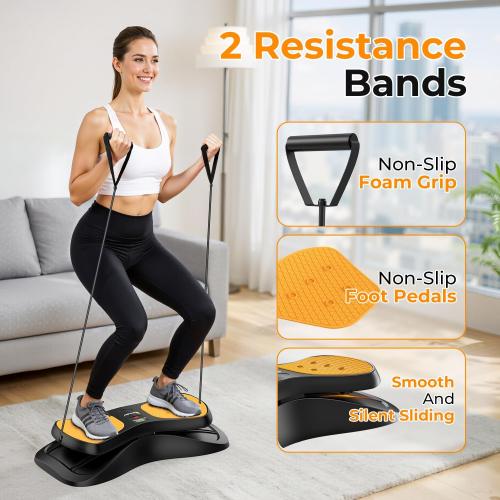 OWLSKY Balance Board with Resistance Bands, Portable Rock Stepper Featuring LCD Monitor, 330 lbs Capacity Ski Machine for Full Body Workout