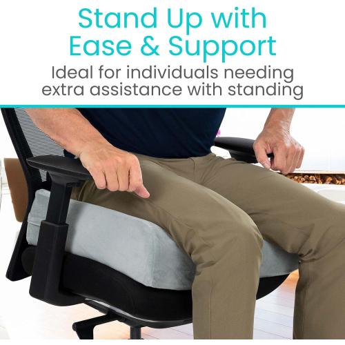 Vive Seat and Chair Cushion - Easy Rise for Elderly for Office, Wheelchair, Desk, Car & Couch - For Computer Use - Foam Sofa Pad With Cover - For Adults/Seniors - Relief for Back, Tailbone or Sciatica