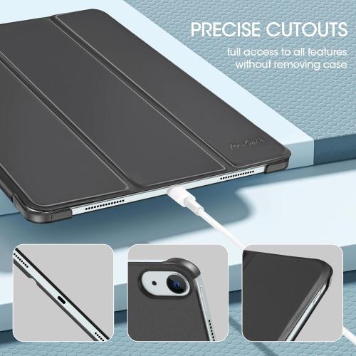 ProCase for iPad Air 13 Inch Case M3 2025/M2 2024, Slim Smart Cover iPad 13 Air M3 M2 Case with Translucent Hard Shell Back, Supports Touch ID, Auto Wake/Sleep -Black