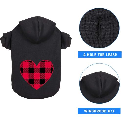 Dog Hoodie Sweater for Dogs Pet Clothes Black Buffalo Plaid Warm and Soft Breathable Cozy(XL)