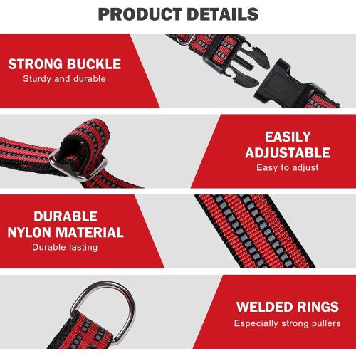 Hikiko Martingale Dog Collars Reflective Nylon Dog Collar with Quick Release Buckle Adjustable Training No Slip Dog Collar (Large, Red)
