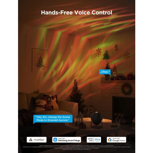 Govee Star Light Projector with 3 Aurora Flowing Effects | Works with Matter and Alexa, 52 Scene Modes, 18 White Noise Options, LED Night Light Projector for Bedroom, Without Plug