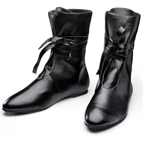 Panitay Men's Medieval Boots Renaissance Cosplay Festival Shoes Viking Leather Boots Non Slip Pirate Tied Shoes
