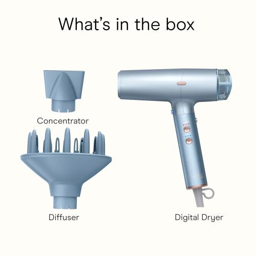 INFINITIPRO by CONAIR DigitalAIRE Hair Dryer | Frizz-Eliminating Hair Dryer with Diffuser | Hair Blow Dryer with Up to 5X More Speed for Higher Air Pressure & Drying Power | Blue