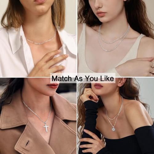 Jewlpire 14K Gold Plated 925 Sterling Silver Paperclip Chain Necklace for Women, 2.5mm 3mm Necklace for Women, Comfortable Women's Chain Necklaces 16 18 20 22 24 26 Inch