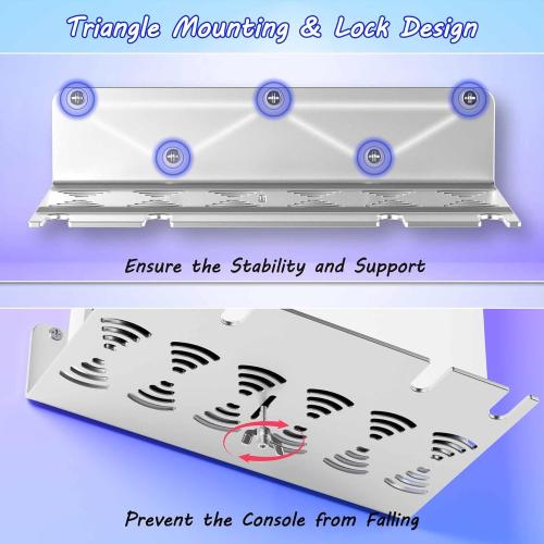 ZHGM Wall Mount for PS5 Slim/PS5 Pro/PS5, Metal Wall Mount Kit for Playstation 5 Console & Controllers, Enhance Heat Dissipation Console Wall Mount, Space Saving & Stable Wall Stand Holder (Silver)