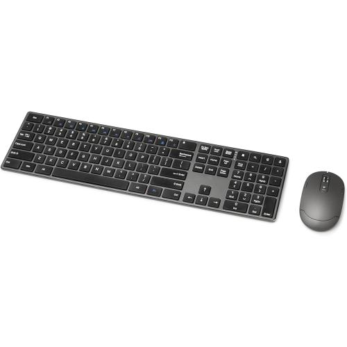 Amazon Basics Ultra Premium Wireless Keyboard and Mouse Combo - Rechargeable, Ultra Slim Design, Quiet, Full Size, Number Pad, Unifying Receiver, Black