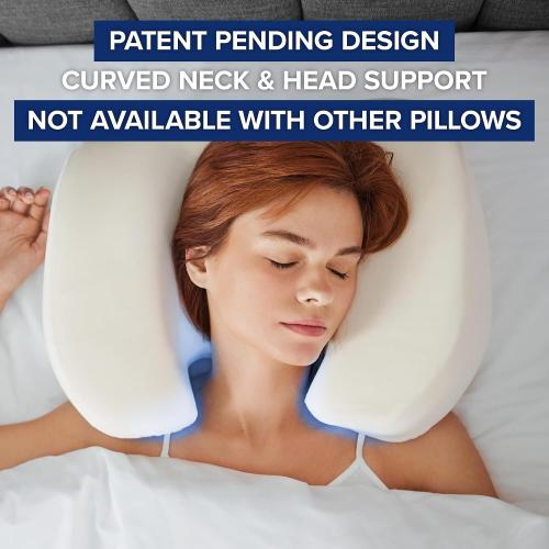 The Best Back Sleeper Pillow, Sleep on Your Back Comfortably, Wrinkle Prevention, Patent Pending Neck Support, Satin Case Included, 100 Night Sleep Trial, CertiPUR-US