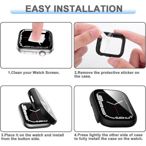 6 Pack Hard PC Case with Tempered Glass Screen Protector 44mm for Apple Watch SE 3/SE(2nd) Series 6/SE/5/4,Rontion Ultra-Thin Scratch Resistant Full Protective Bumper Cover for iWatch 44mm Accessorie