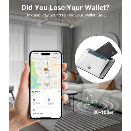 Ultrbeka Wallet Tracker Slim Card Tracker, 0.094in Rechargeable Bluetooth Tracker for Wallets, Passport, Work with Apple Find My, Card Locator- iOS Only [Apple MFi Certified] - 2pcs in 1