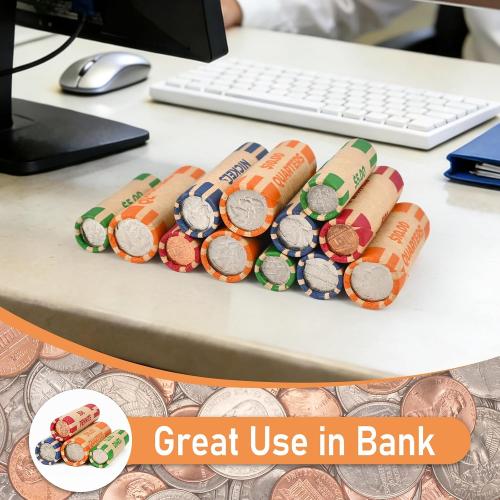 THEBLUETOUCH 512 Assorted Preformed Coin Wrappers with Coin Roll Crimpers