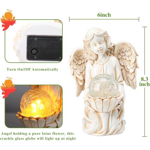 Angel Statue Outdoor Decor, Angel Gardening Gifts with Solar LED Lights
