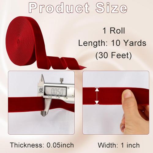 1 Inch Velvet Ribbon 10 Yards LVYOUIF Single-Sided Velvet Ribbon Trim Perfect for Christmas Trees Gift Wrapping Bouquets Wedding Decor and DIY Crafts Wine-239