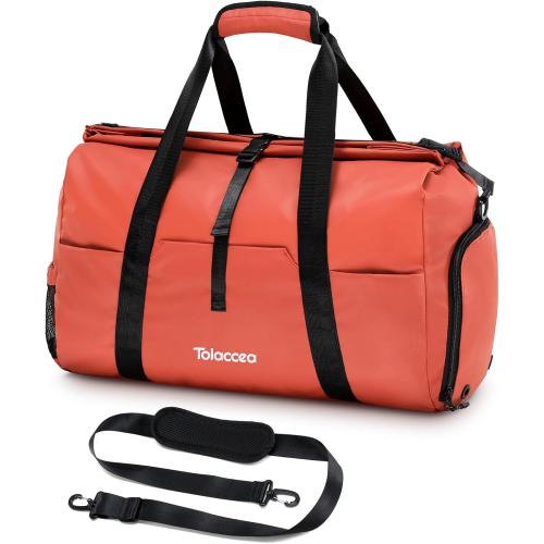 Tolaccea Gym Duffel Bag for Women, Travel Bags Foldable Sports Duffle with Shoe Compartment & Wet Pocket, Lightweight & Water-Resistant, Perfect for Workout, Weekender Overnight & Carry-On Expandable