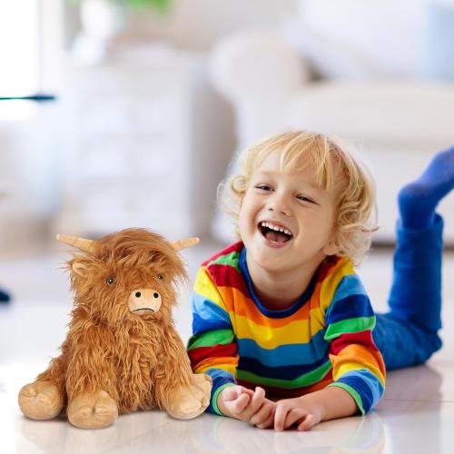 Heatable & Coolable Highland Cow Stuffed Animals Plushie, Microwavable Heating Pad for Soothing & Relaxation, Lavender Scented Cattle Plush Toys for Stress Relief, Stuffed Cow Gifts