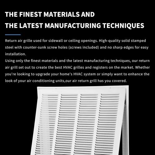 20Wx20H Return Air Grille [Duct Opening Size] Return Vent Cover for Wall or Ceiling,Steel Return Air Grill Removable Face/Door for 1 Inch Filters (20W x 20H [Duct Opening])