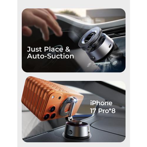 LISEN Suction Phone Mount【2026 Auto Vacuum 3.0】, 360 Adjustable Magnetic Phone Holder for Car Dashboard Universal Magsafe Accessories Gifts for Men Women for iPhone 17 Pro Max Air 16 15 14 13 12