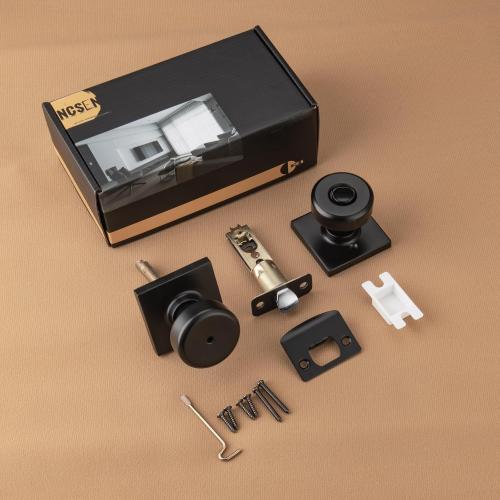 Black Interior Door Knobs with Lock for Bath & Bedroom