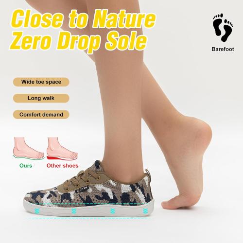 ZYEN Women's Size 9.5-10 Wide Toe Box Barefoot Shoes for Women | Wide Width Breathable Camouflage Shoes | Zero Drop Sole Fashion Non Slip Gym Sneaker Lightweight Minimalist Walking Sneaker