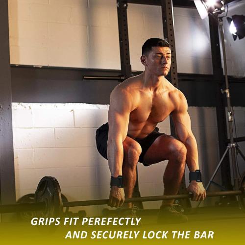 WFX Weight Lifting Hooks, Non-Slip Rubber Coated Grips, 7mm Neoprene Wrist Support Padding, Power Lifting Barbell Rows Dead Lifts Chin Pull Up Fitness Strength Training Straps Gym Workout Straps