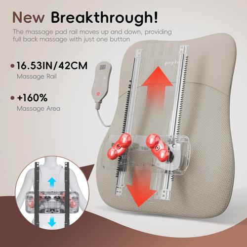 Back Massager, Rolling Up and Down Back Massager with Heat, Back Massage 4D Kneading for Pain Relief Deep Tissue, Ultrathin Shoulder Massager Mother's Day Gift for Women Men Parents, Black