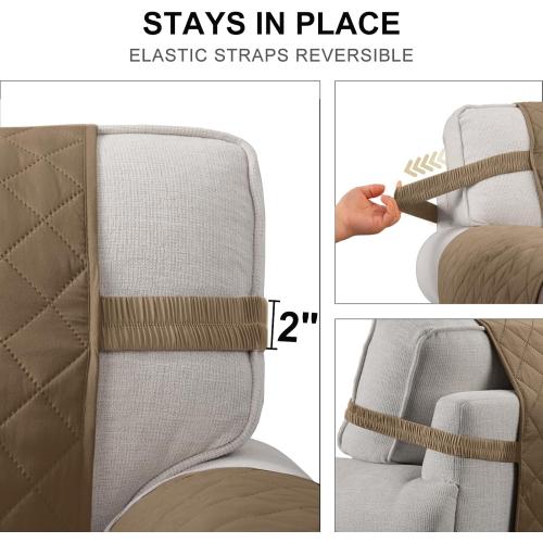 HOMERILLA Couch Cover, Dog Couch Covers for Pets, Couch Covers for 3 Cushion, Reversible Sofa Covers Furniture Protector with Elastic Straps (68 Sofa, Taupe/Ivory)