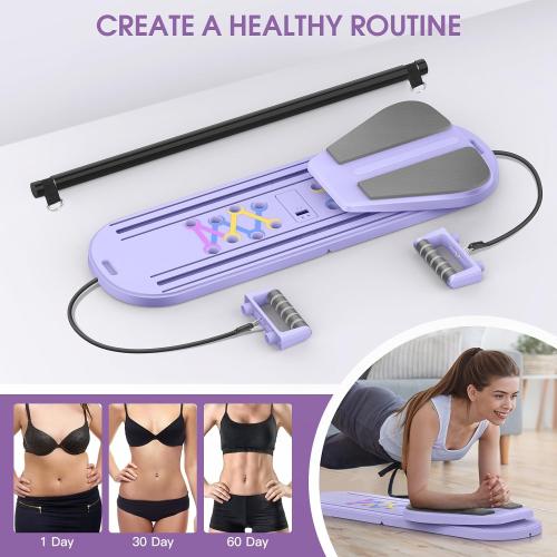 Foldable Pilates Board for Home Workout, 2025 New Pilates Reformer Set with Smart Timer, 7-in-1 Multifunctional Pilates Board Fitness Board, Pilates Reformer Machine Pilates Sliding Board