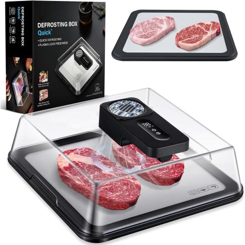 Rapid Defrosting Tray for Frozen Meat, Meat Thawing Tray for Frozen Meat with Airflow Technology, Meat Defroster, Smart Defrosting Mat, Thawing Mat, No Cold/Warm Water Required, Black